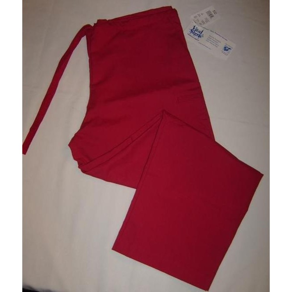 Petite Scrub Pant 4 Pocket Drawstring Vital Signs Nurse Hospital Medical Ruby